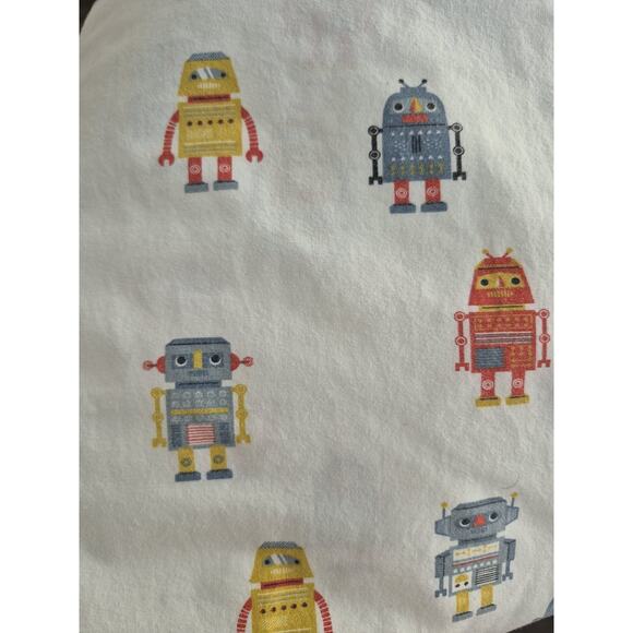 Crate & Barrel Kids Robot Flat Fitted Twin Sheet Set Organic Cotton - Picture 10 of 10